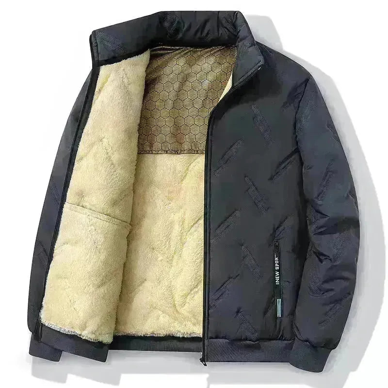 Veste d'hiver rembourrée en coton bordé de toison pour hommes