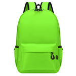 Neon green backpack with black straps on a white background