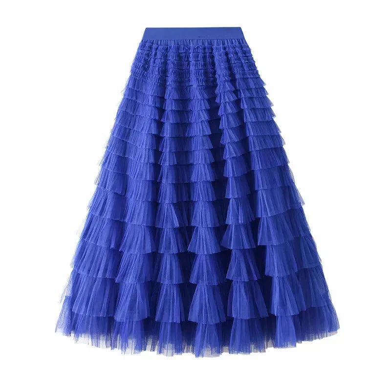 Cake Skirt Women's White Gauze long Layered tulle Skirt - EX-STOCK CANADA