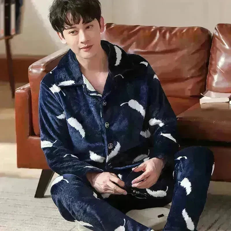Flannel warm and thickened men's pajamas - EX-STOCK CANADA