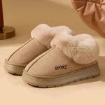Zapatillas de algodón de felpa para mujeres Boteras de nieve al aire libre para mujeres.