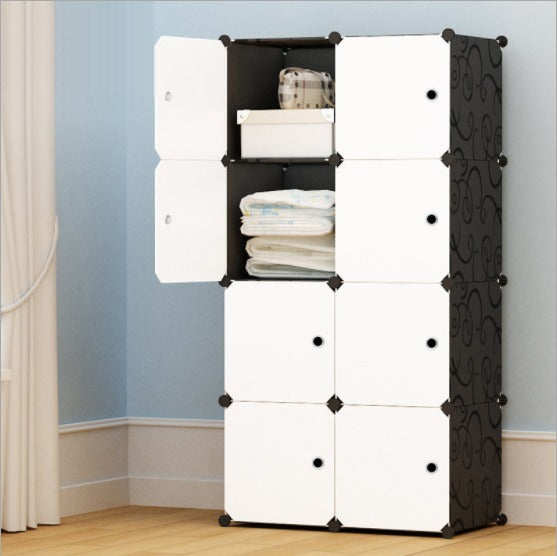 8 Cube Organizer Stackable Plastic Cube Storage Shelves Design Multifunctional Modular Closet Cabinet With Hanging Rod RT EX-STOCK