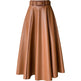 Elegant women High waist Flared Midi PU Leather skirt - EX-STOCK CANADA