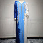 Pearl Embroidery Muslim Dress Tie-dye Rhinestone Robe - EX-STOCK Canada