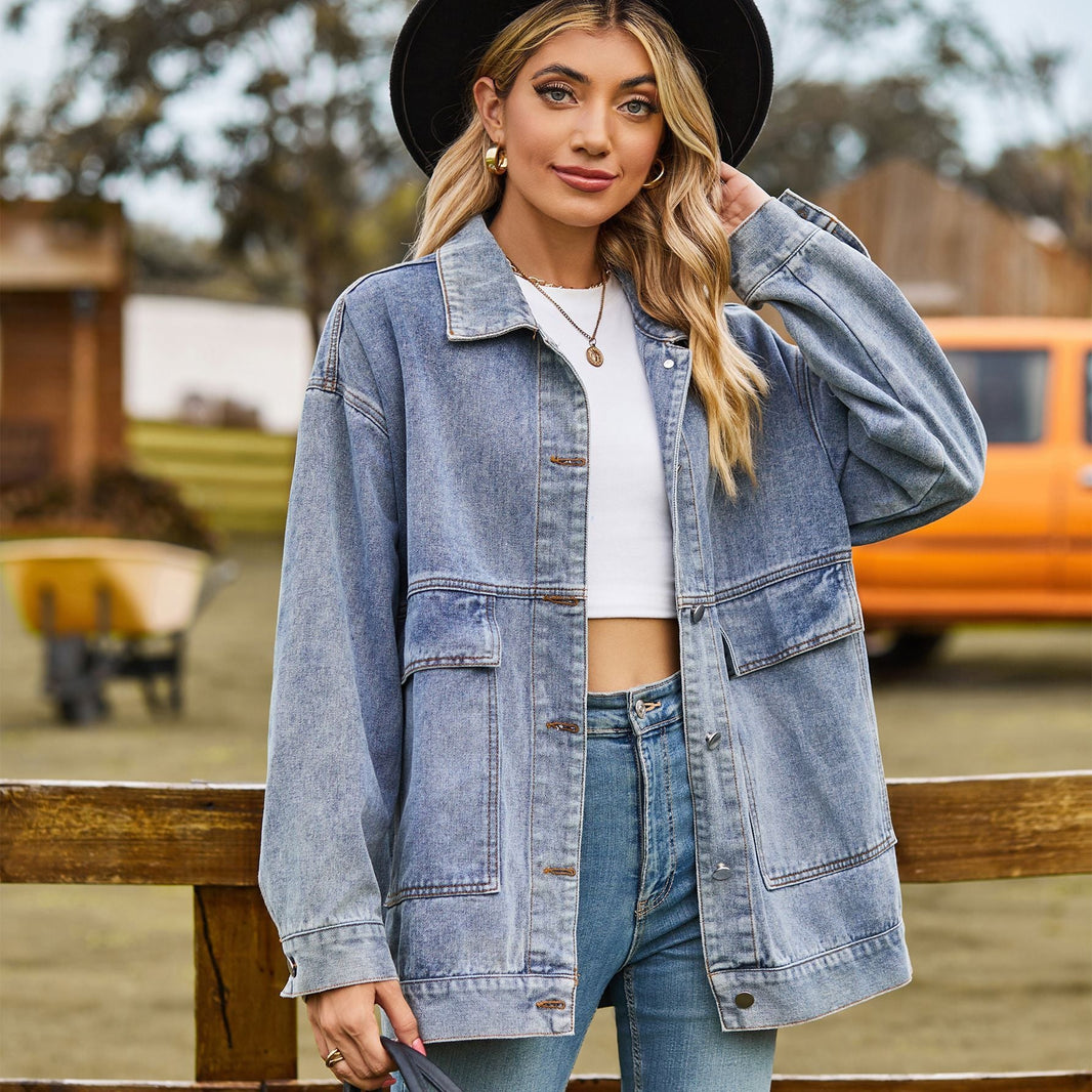 Versatile Slimming Retro Classic Loose Denim Casual Jacket Top For Women EX-STOCK Canada 