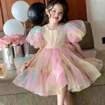 Girls Princess Mesh Puff Sleeve Dress Princess gown for kids - EX-STOCK CANADA