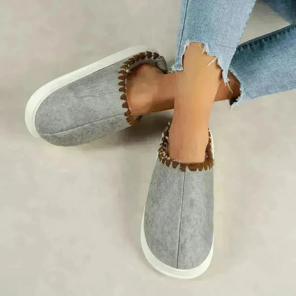 Winter Fashion Cotton Slippers With Sewing-side Design Indoor Non-slip Bedroom Floor Plush Slipper House Shoes Women Couple - EX-STOCK CANADA