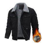 Chaqueta de vellón de solapa de invierno con bolsillos calientes espesos de algodón ropa para hombres