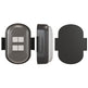 Black and gray phone holder with window design on a white background