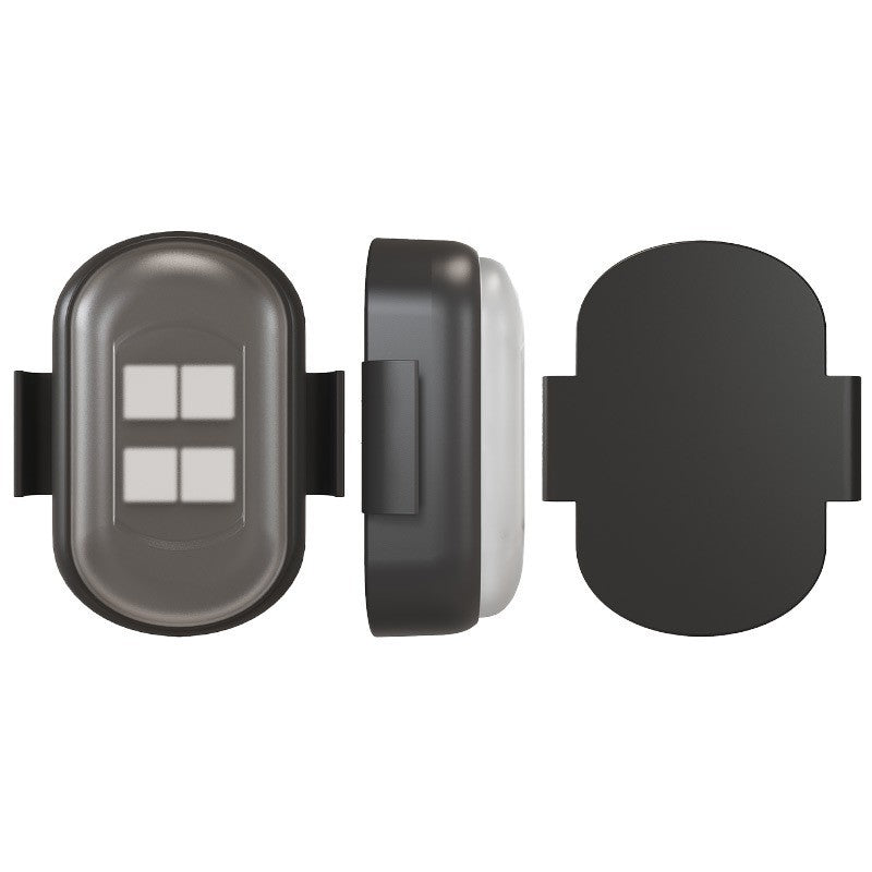 Black and gray phone holder with window design on a white background