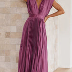 Summer V-neck Pleated Dress INS Fashion Casual Loose Zip Sleeveless Dresses For Women Clothing 