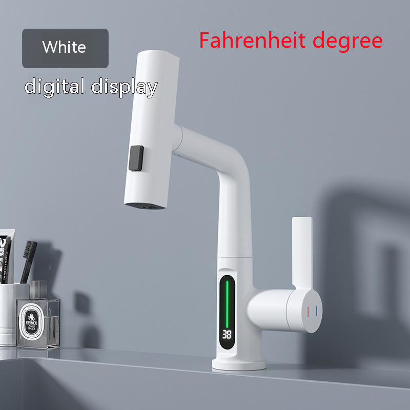 Intelligent Digital Display Faucet Pull-out Basin Faucet Temperature Digital Display Rotation EX-STOCK Canada 