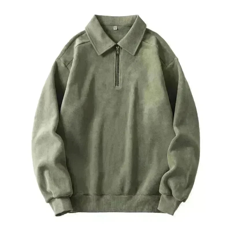 Autumn Winter Fashion Lapel Half-zip fleece Sweatshirt Pullover tops for Men - EX-STOCK CANADA