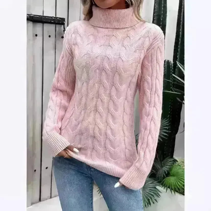 Women's Cable-knit Turtleneck Sweater - EX-STOCK CANADA