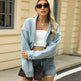 Loose Cropped Denim Jacket With Rivet Design Fashion Casual Long Sleeve Outerwear Tops For Women Clothing - EX-STOCK CANADA