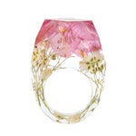 Bosque de resina de flores secas anillo epoxi de flores secas hechas a mano