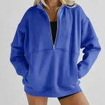 Media cremallera de la mujer Fashion Fashion Casual Ejercicio de sudadera de sudadera de gran tamaño