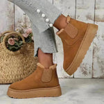 Botas de nieve de invierno moda zapatos de algodón plano de lana gruesa