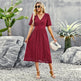 Fashion V-neck Lace Dress Summer Elegant Short Sleeve Long Dresses For Women - EX-STOCK CANADA