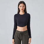 Slim Fit Long Sleeves Cropped Women's Sports Workout Clothes - EX-STOCK CANADA