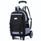 Black and gray backpack with wheels on a white background
