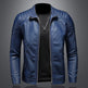Men's Slim-Fit Faux Leather Motorcycle Jacket – Black & Blue | XS–5XL