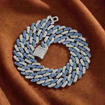 Hebilla de 14 mm Barra de enlace cubano Pulsera y collar de cadena 2pcs