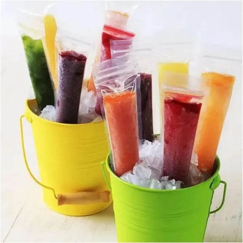 320 Pcs Disposable Beverage Packaging Bag Ice Popsicle Mold Bags With 2 Pcs Orange Funnels DIY Ice Lolly Bags BPA Free Freezer Tubes With Zip Seals For Summer Halloween Birthday Party EX-STOCK