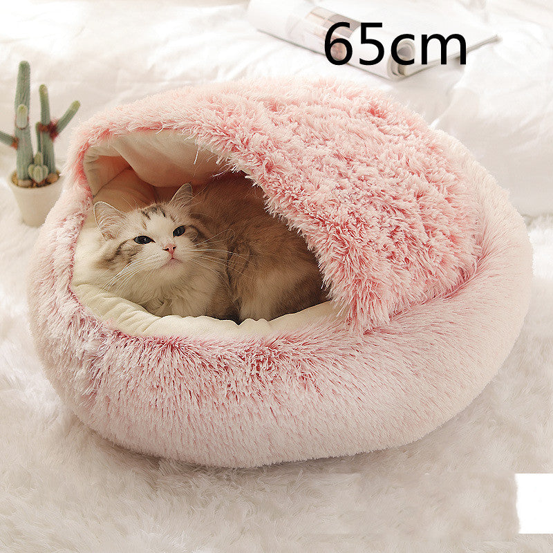 2 In 1 Dog And Cat Bed Pet Winter Bed Round Plush Warm Bed House Soft Long Plush Pets Bed Pet Products EX-STOCK Canada 