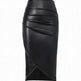 Front Split Leather Skirt Formal Office Work High Waist Sheath midi black Skirt - EX-STOCK CANADA