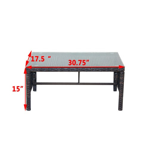 Mobilier de patio extérieur 1 table basse avec verre trempé transparentEX-STOCK Canada 