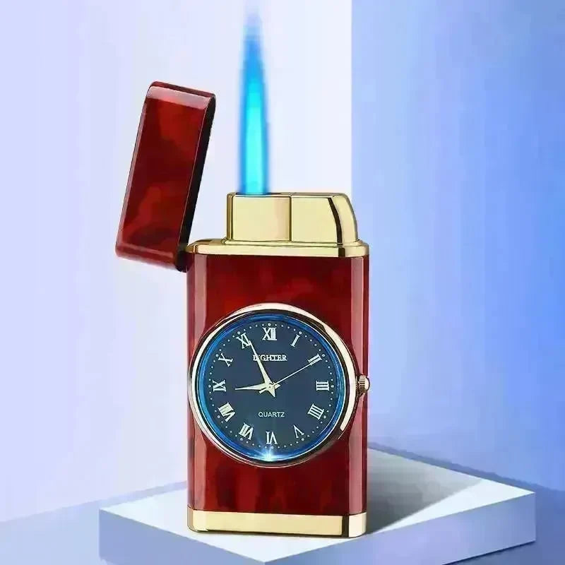 New Lighter With Electric Watch Rocker Arm Automatic Ignition Straight Blue Flame Lighter Creative Real Dial Inflatable Windproof Cigar Lighter Men's Watch Gift - EX-STOCK CANADA
