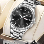 TOMI Diamond Encrusted Quartz Watch for Men – Stainless Steel Dress Watch
