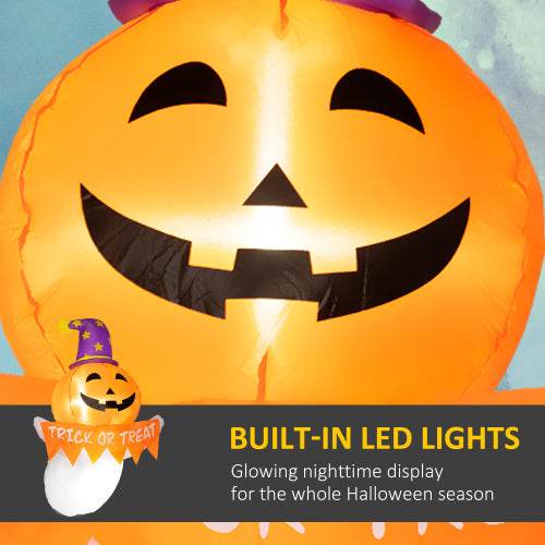 Outsunny 3.4ft Halloween Inflatables Window Sticker Ghost With Orange Face, Blow Up Halloween Decorations Outdoor LED Yard Display, Waterproof - EX-STOCK Canada