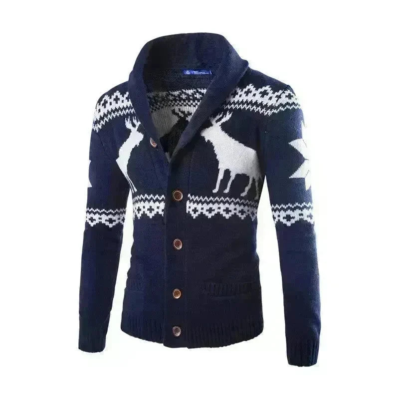 Men's fawn Deer Button Christmas cardigan sweater - EX-STOCK CANADA