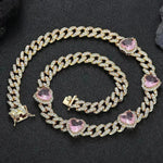Cuban Link Chain Peach Heart Women's Necklace