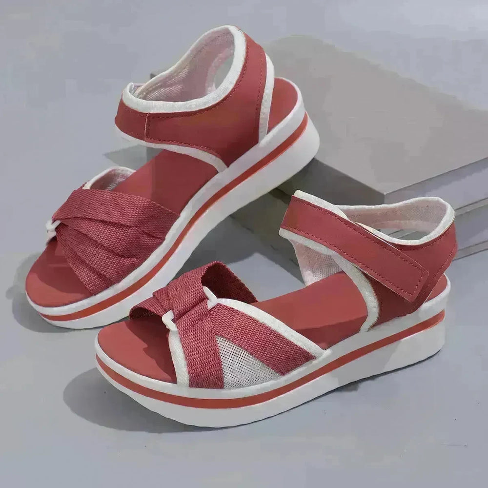Summer Mesh Chunky Cross-strap Platform Sandals With Velcro-design Thick Sole Flats Beach Shoes Women - EX-STOCK CANADA
