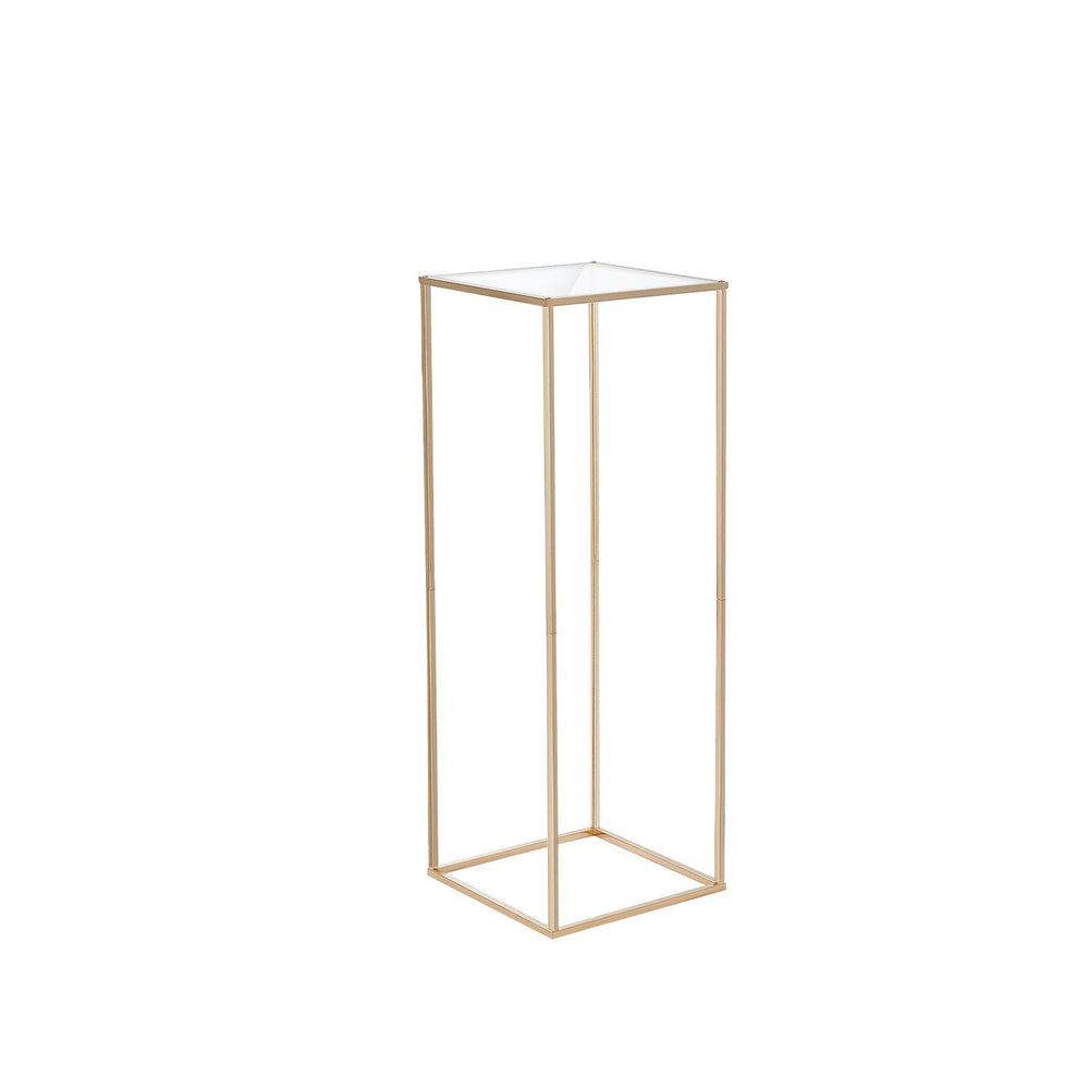 10PCS 31.5inch High Wedding Flower Stand, With Acrylic Laminate,Metal Vase Column Geometric Centerpiece Stands, Gold Rectangular Floral Display Rack For Events Reception, Party Decoration EX-STOCK