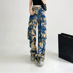 New Tie-dye Baggy CargoTrousers With Pockets Y2K Fashion High Waist Loose Wide Leg Pants Spring And Autumn - EX-STOCK CANADA