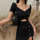 Slim And Hollow Niche Design High Slit Bag Hip Midi dress - EX-STOCK CANADA
