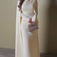 Women's Solid Color Pleated Cape-Sleeve Maxi Dress – Elegant Evening Gown | Apricot | Sizes XS–XL 3
