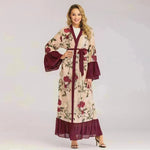 Fashion Floral Open front Abaya  Kimono Abaya for Middle Eastern Dubai Turkey Arab Women