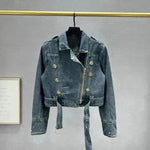 Long sleeved Short Denim Coat Women's Denim Jeans Cropped Jacket