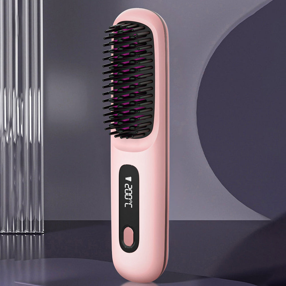 S7 Portable Cordless Hair Straightening Brush With LED Display - Lightweight Mini Negative Ion Hot Brush, USB Rechargeable Women's Travel Essentials Gift, Scald Protection EX-STOCK