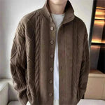 Color sólido Plaid Sweater Coat Flower All-Match Lapas retro de manga larga Cárdigan
