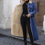Womens Loose, Long, Fleece-lined Cotton Denim Jacket - EX-STOCK Canada