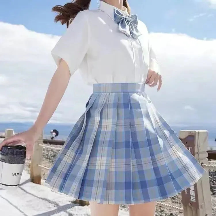 Student Jk Plaid Skirt Preppy Style Mini Pleated  Kilt Skirt - EX-STOCK CANADA
