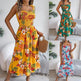 Flowers Print Suspender Corset Dress Ins Fashion Holiday Beach Long Dresses Summer Clothing For Women - EX-STOCK CANADA