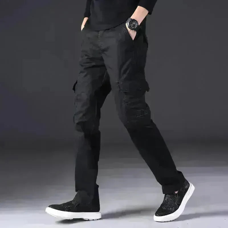 Overalls Men's Outdoor Casual Trousers Pure Cotton Straight Loose Multi-pocket Cargo Pant - EX-STOCK CANADA