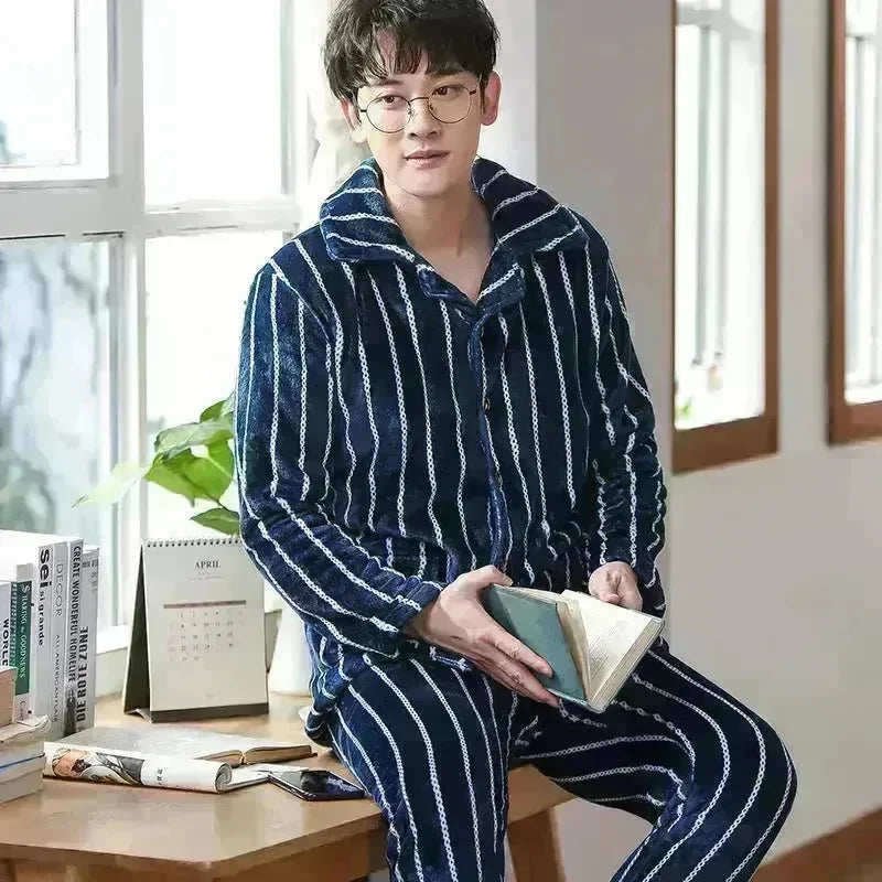 Flannel warm and thickened men's pajamas - EX-STOCK CANADA